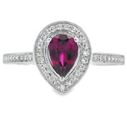 Bids.com .56ct Garnet Diamond Ring 10KT White Gold Rings