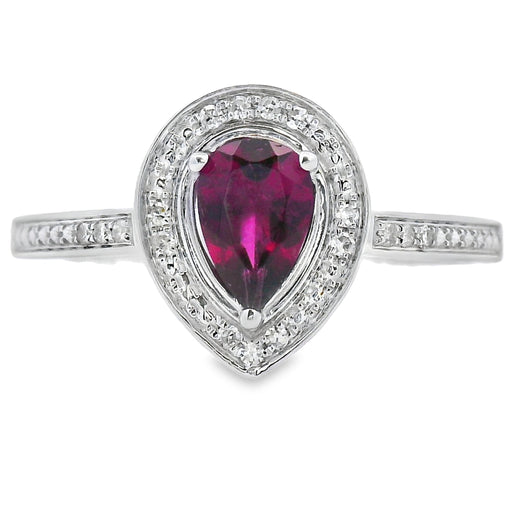 Bids.com .56ct Garnet Diamond Ring 10KT White Gold Rings