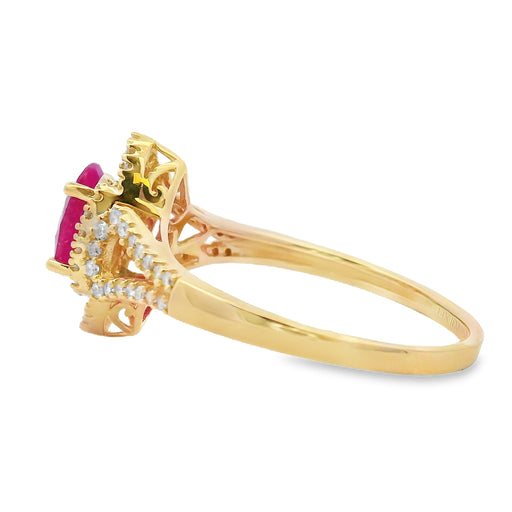 Bids.com 1.26ct Ruby Diamond Ring 14KT Yellow Gold Rings