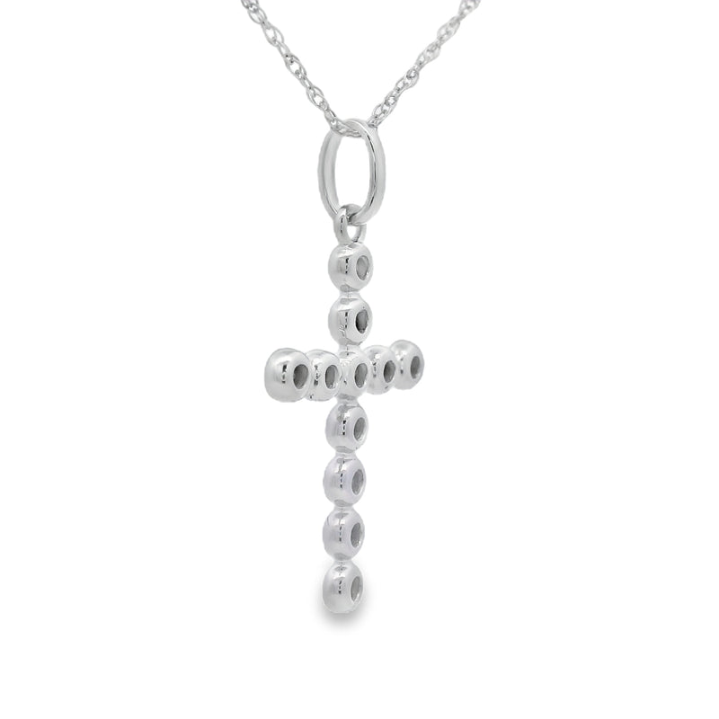 Bids.com .15ct Diamond Cross Religious Pendant 14KT White Gold Pendants