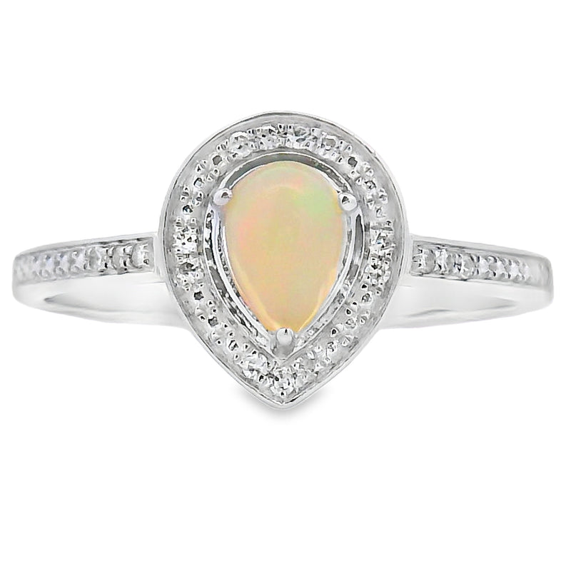 Bids.com .30ct Opal Diamond Ring 10KT White Gold Rings