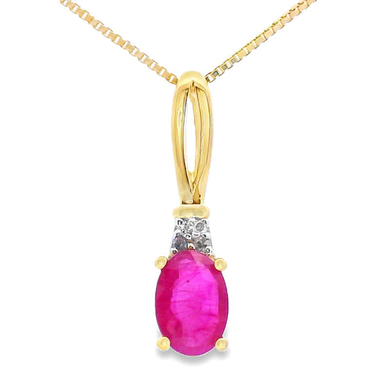 Bids.com .38ct Ruby Diamond Fashion Pendants 10KT Yellow Gold Pendants