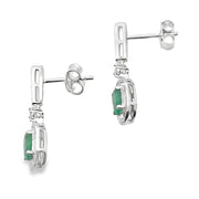 Bids.com .95ct Emerald Diamond Dangle Earrings 10KT White Gold Earrings