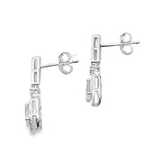 Bids.com Rose Quartz Diamond Dangle Earrings 10KT White Gold Earrings