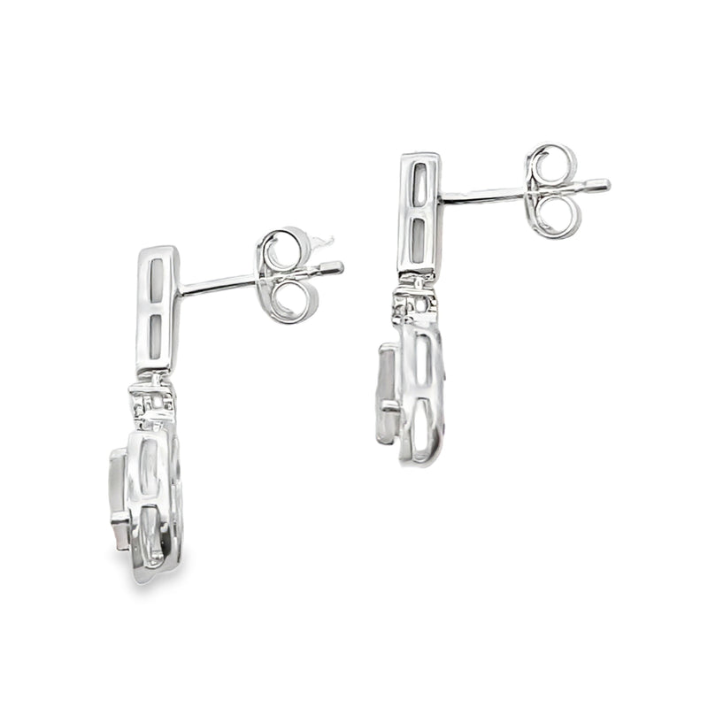 Bids.com Rose Quartz Diamond Dangle Earrings 10KT White Gold Earrings
