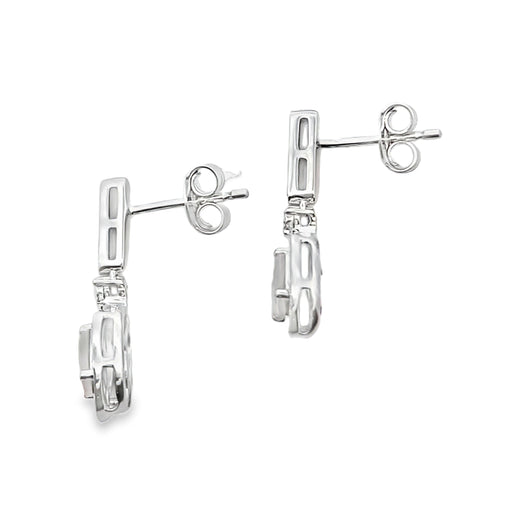 Bids.com Rose Quartz Diamond Dangle Earrings 10KT White Gold Earrings