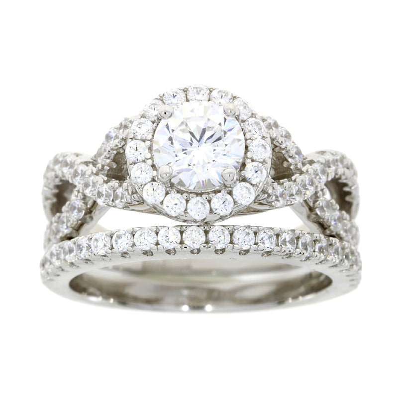 Bids.com Cubic Zirconium CZ SS Bridal Sterling Silver Rings