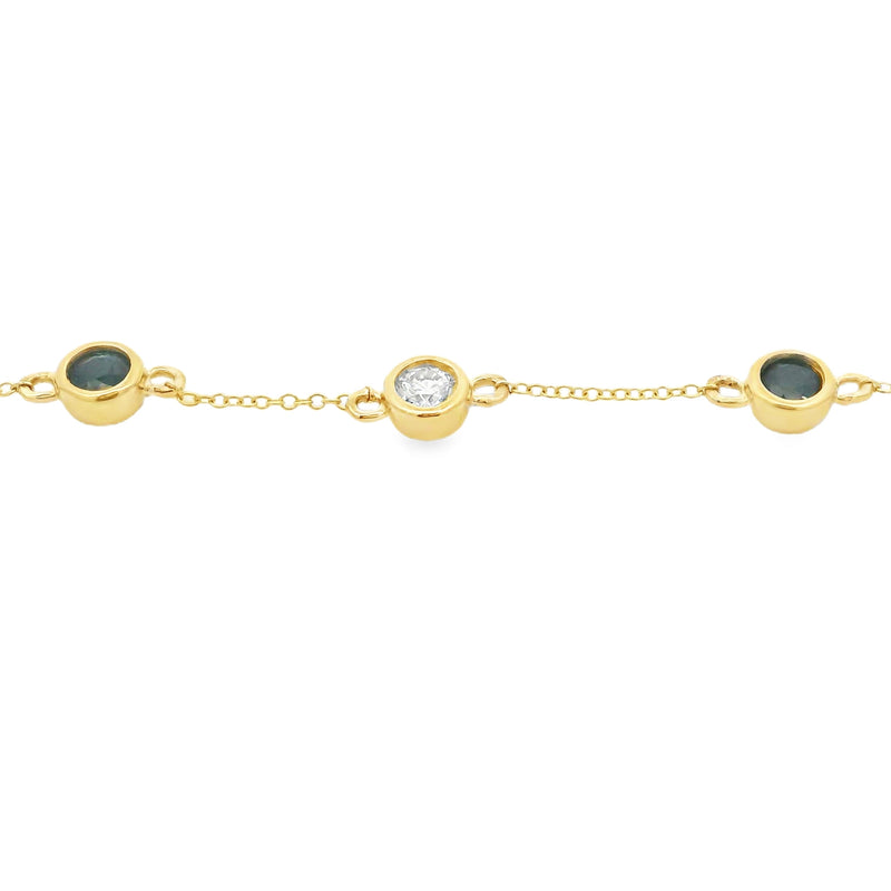 Bids.com .74ct Sapphire Diamond Bracelet 14KT Yellow Gold Bracelets
