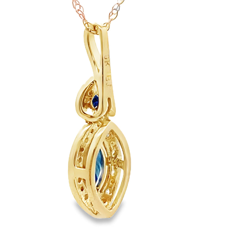 Bids.com Sapphire Diamond Fashion Pendants 10KT Yellow Gold Pendants