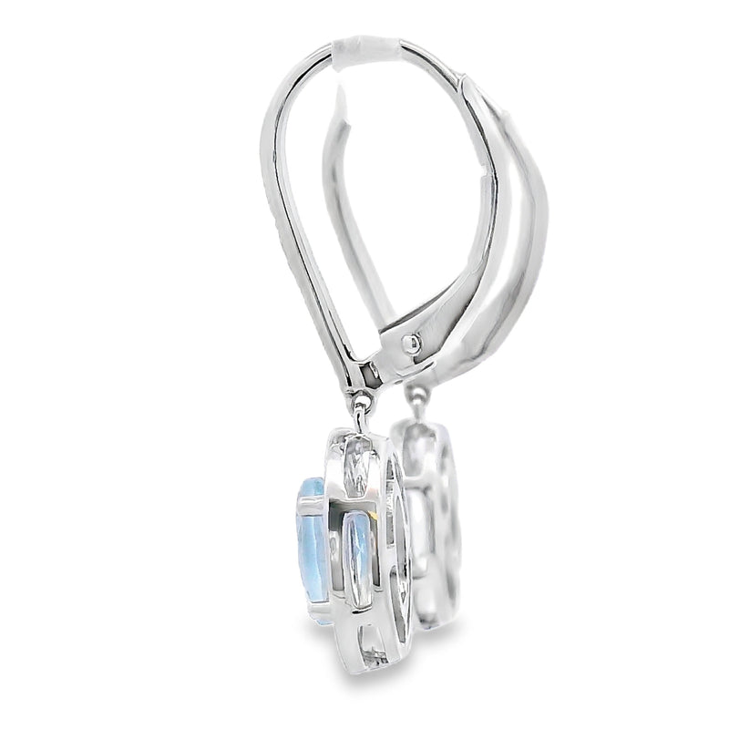 Bids.com Aquamarine Diamond Dangle Earrings 10KT White Gold Earrings