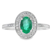 Bids.com .49ct Emerald Diamond Ring 10KT White Gold Rings