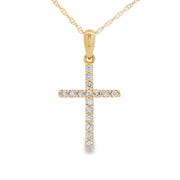 Bids.com .13ct Diamond Cross Religious Pendant 14KT Yellow Gold Pendants