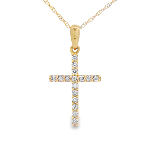 Bids.com .13ct Diamond Cross Religious Pendant 14KT Yellow Gold Pendants