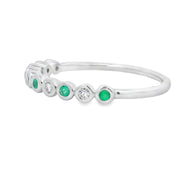 Bids.com Emerald Diamond stackable band set 14KT White Gold Rings