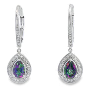 Bids.com Mystic Fire Topaz Dangle Earrings 10KT White Gold Earrings