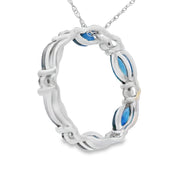 Bids.com Sapphire Diamond Circle of Love Pendant 10KT White Gold Pendants