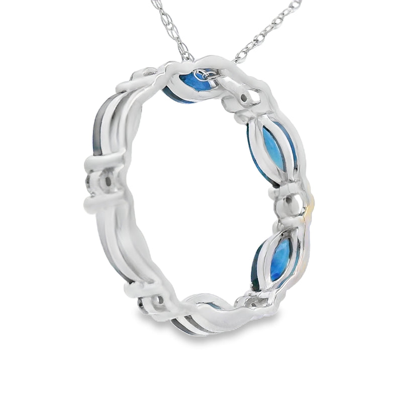 Bids.com Sapphire Diamond Circle of Love Pendant 10KT White Gold Pendants