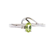 Bids.com .02ct Peridot Diamond Ring 10KT White Gold Rings