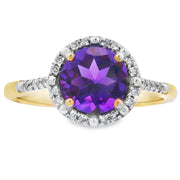 Bids.com 1.35ct Amethyst Diamond Ring 10KT Yellow Gold Rings