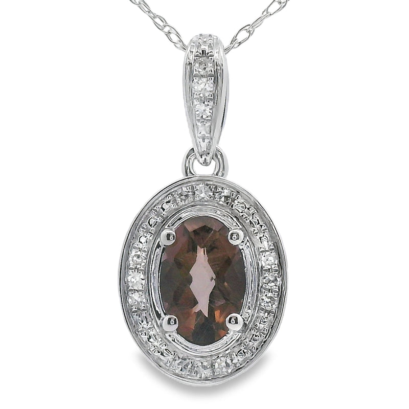 Bids.com .42ct Quartz Diamond Fashion Pendants 10KT White Gold Pendants