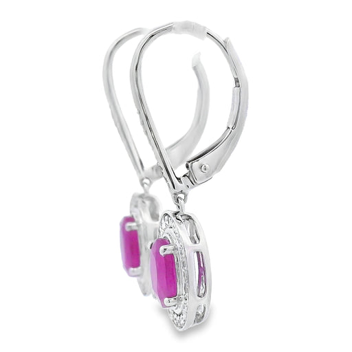 Bids.com 1.28ct Ruby Diamond Dangle Earrings 10KT White Gold Earrings