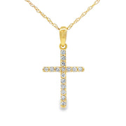 Bids.com .11ct Diamond Cross Religious Pendant 14KT Yellow Gold Pendants