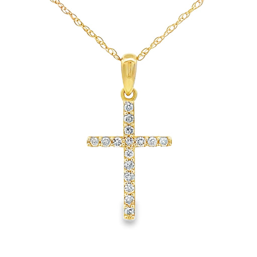 Bids.com .11ct Diamond Cross Religious Pendant 14KT Yellow Gold Pendants