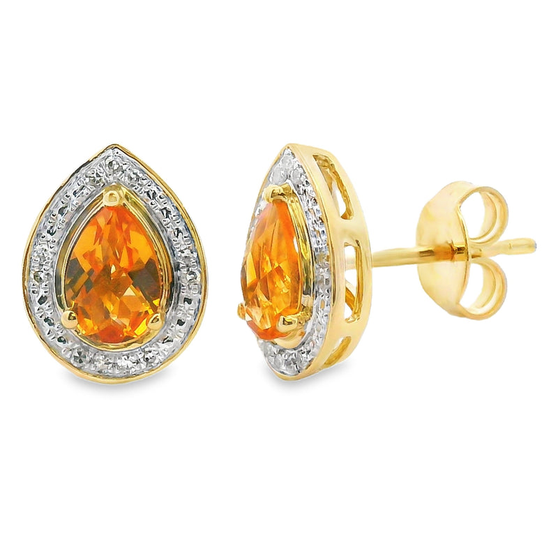Bids.com .89ct Citrine Diamond Dangle Earrings 10KT Yellow Gold Earrings