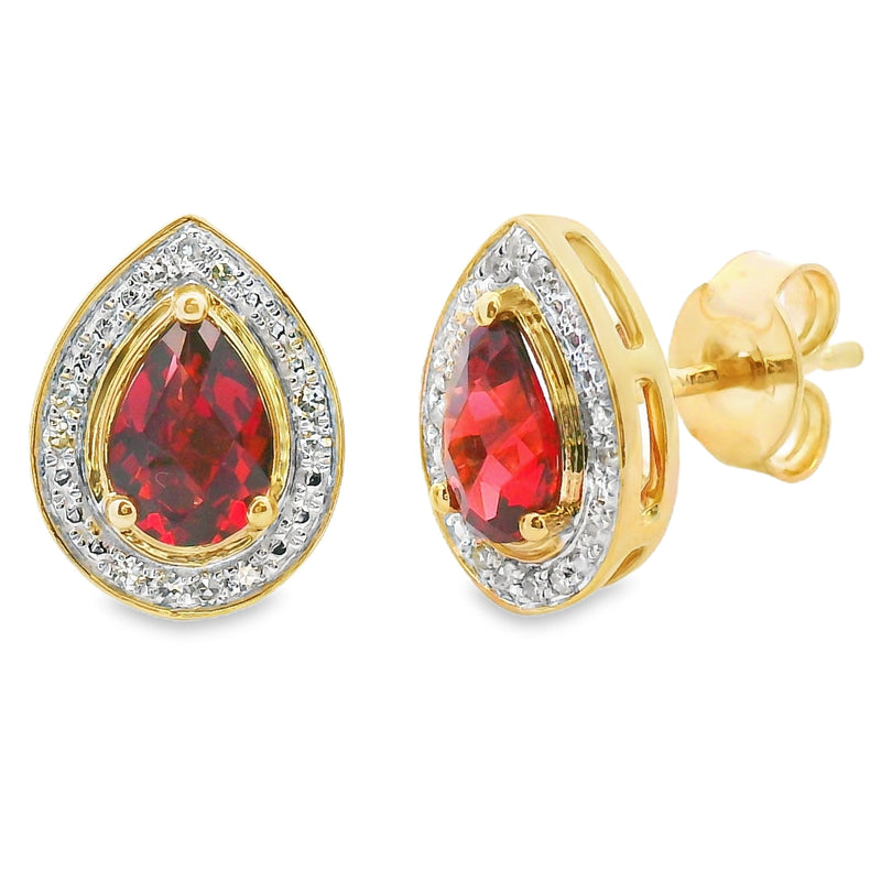 Bids.com 1.14ct Garnet Diamond Dangle Earrings 10KT Yellow Gold Earrings