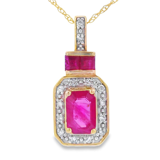 Bids.com .82ct Ruby Diamond Fashion Pendants 14KT Yellow Gold Pendants