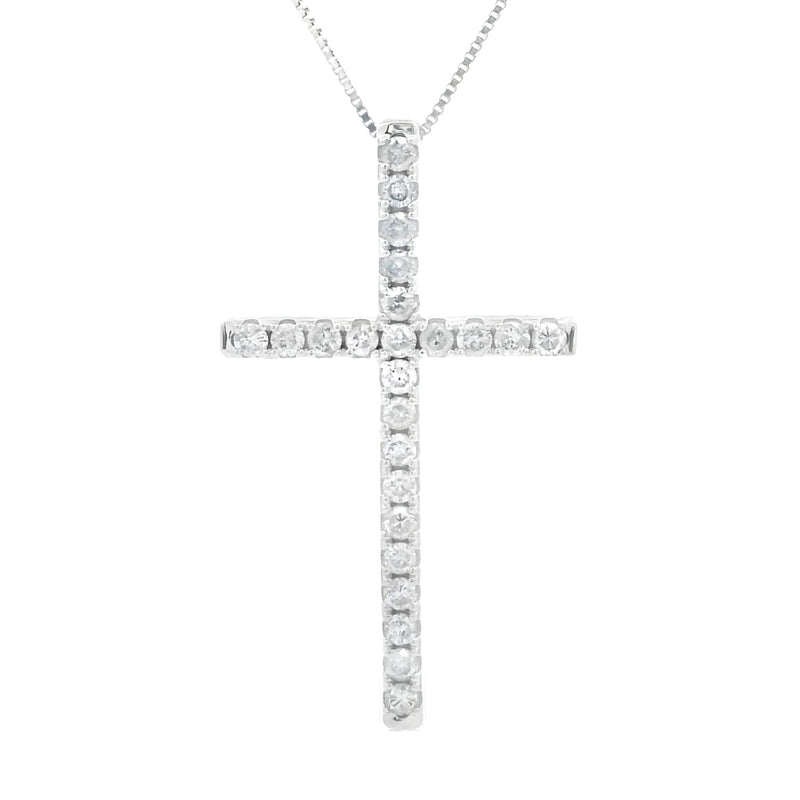 Bids.com .38ct Diamond Cross Religious Pendant 14KT White Gold Pendants