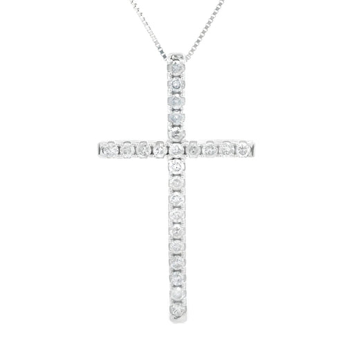 Bids.com .38ct Diamond Cross Religious Pendant 14KT White Gold Pendants