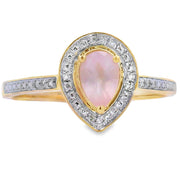 Bids.com .44ct Rose Quartz Diamond Ring 10KT Yellow Gold Rings