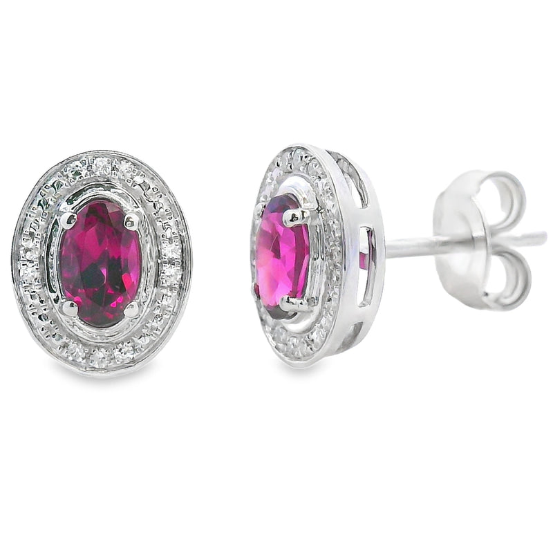 Bids.com .67ct Garnet Diamond Earrings 10KT White Gold Earrings