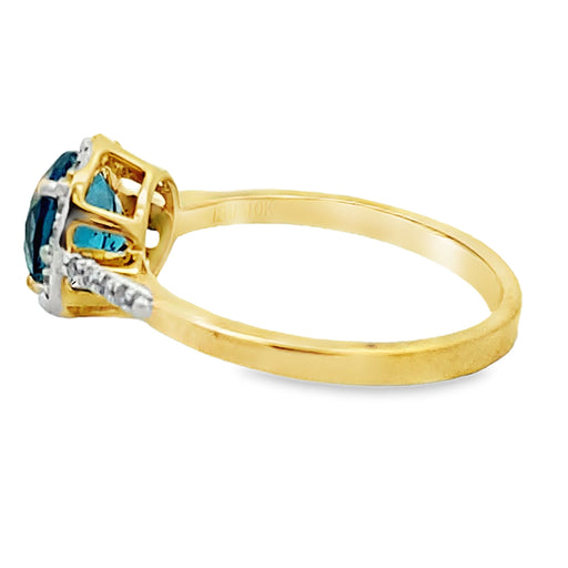 Bids.com 1.35ct London Blue Topaz Diamond Ring 10KT Yellow Gold Rings
