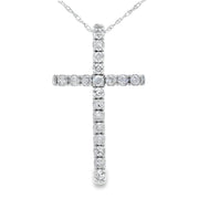 Bids.com .33ct Diamond Cross Religious Pendant 14KT White Gold Pendants