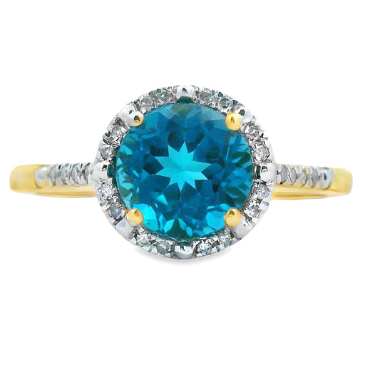 Bids.com 1.35ct London Blue Topaz Diamond Ring 10KT Yellow Gold Rings