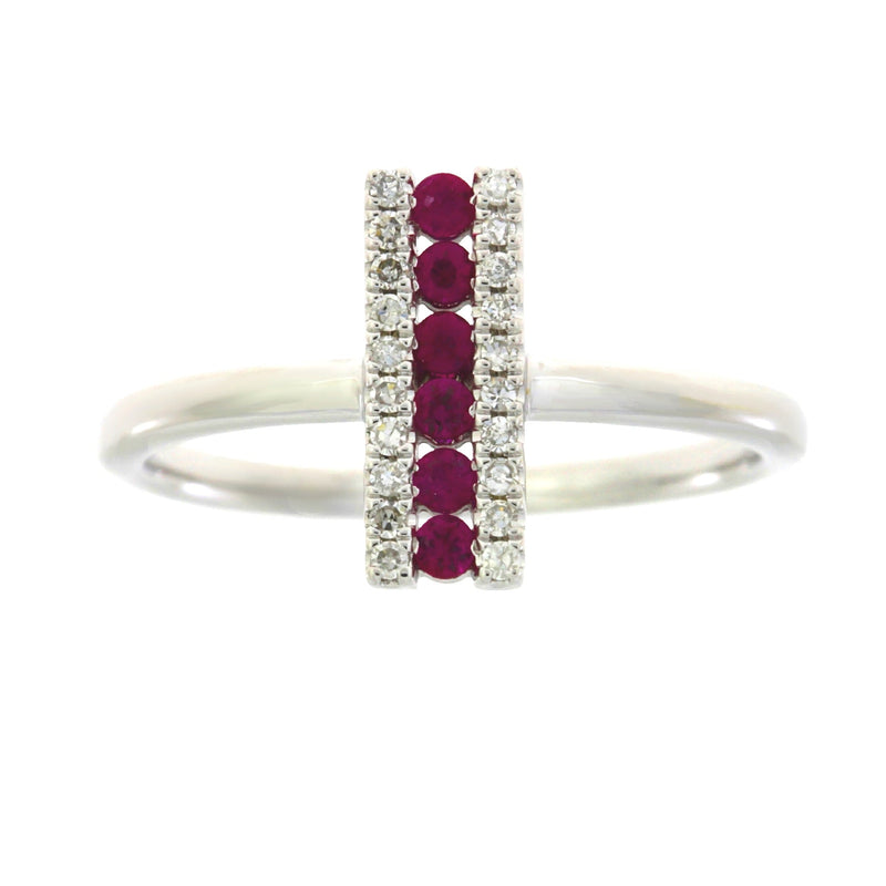 Bids.com .30ct Ruby Diamond Ring 14KT White Gold Rings
