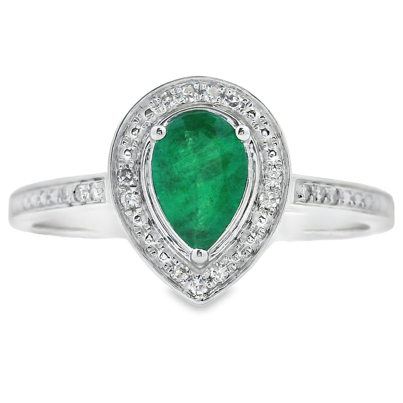 Bids.com .42ct Emerald Diamond Ring 10KT White Gold Rings