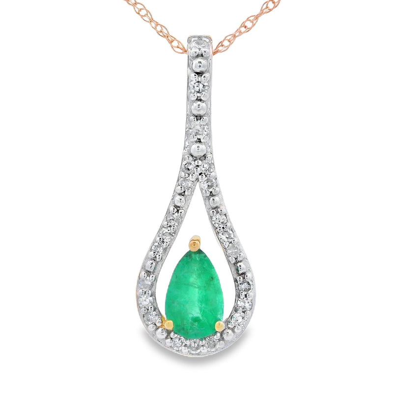 Bids.com .37ct Emerald Diamond Fashion Pendants 10KT Yellow Gold Pendants