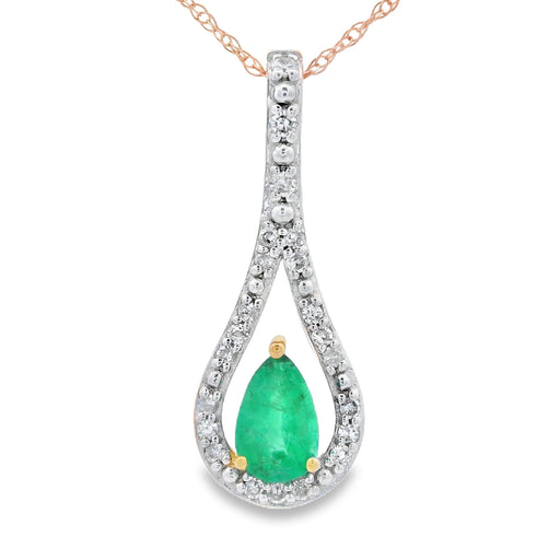 Bids.com .37ct Emerald Diamond Fashion Pendants 10KT Yellow Gold Pendants