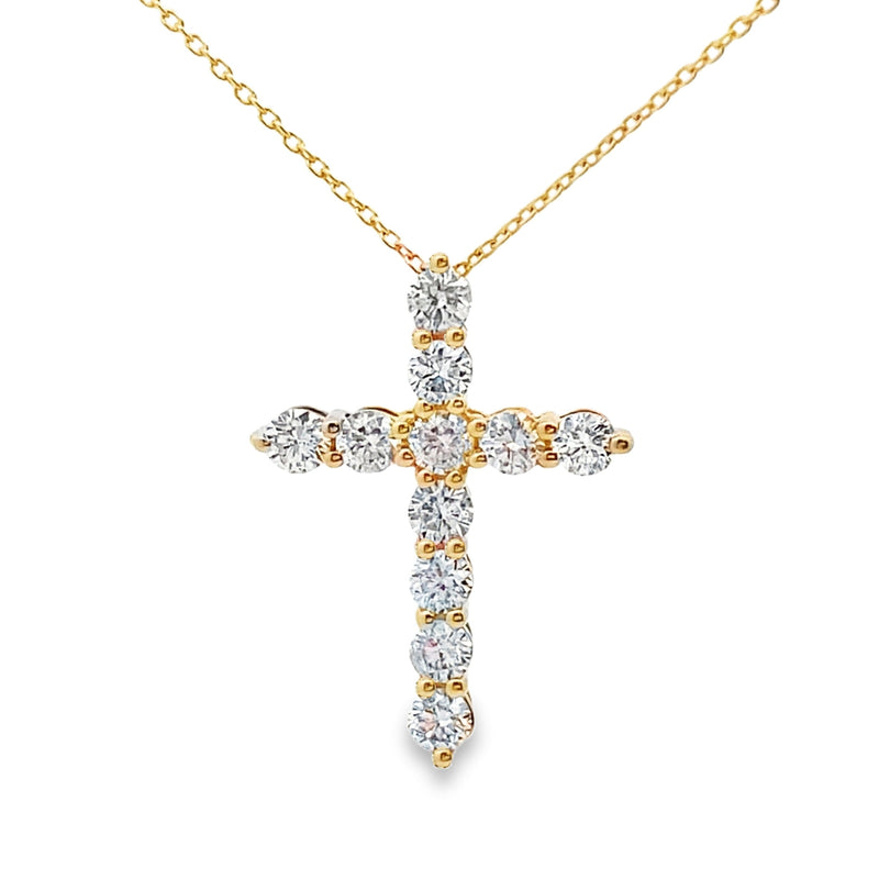 Bids.com .56ct Diamond Cross Religious Pendant 14KT Yellow Gold Pendants