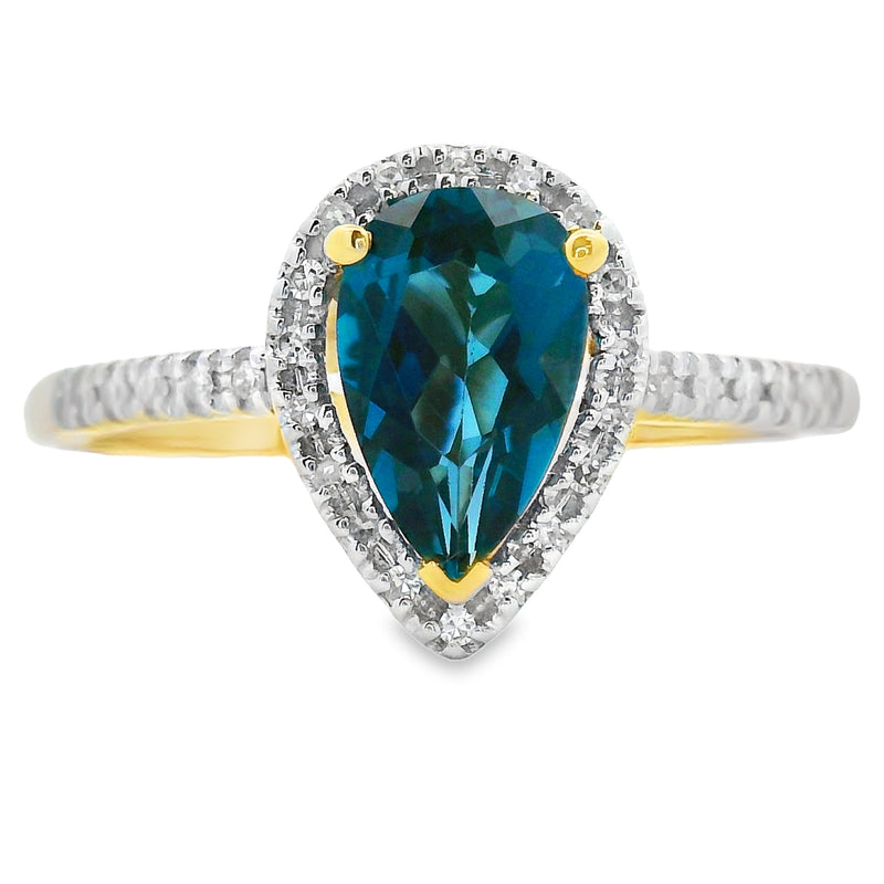 Bids.com 1.13ct London Blue Topaz Diamond Ring 14KT Yellow Gold Rings