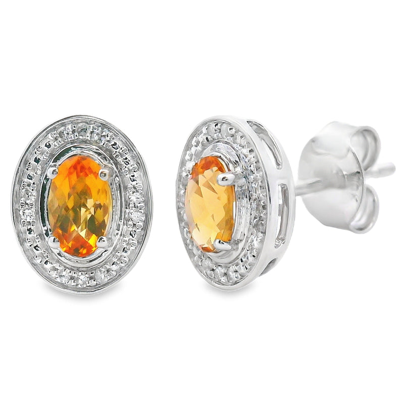Bids.com .57ct Citrine Diamond Earrings 10KT White Gold Earrings