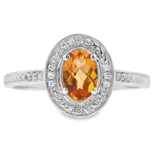Bids.com .47ct Citrine Diamond Ring 10KT White Gold Rings