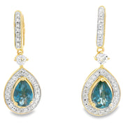 Bids.com London Blue Topaz Dangle Earrings 10KT Yellow Gold Earrings