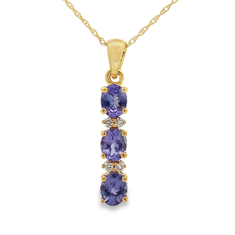 Bids.com Tanzanite Diamond Fashion Pendants 10KT Yellow Gold Pendants