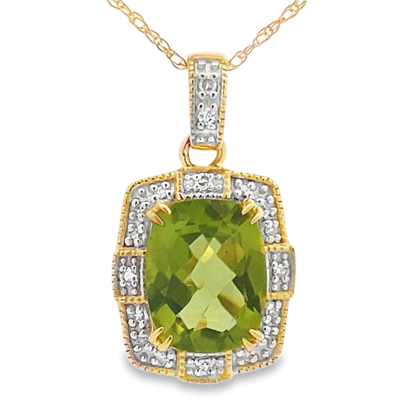 Bids.com Peridot Diamond Fashion Pendants 10KT Yellow Gold Pendants