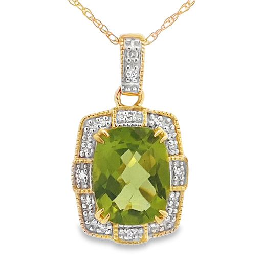 Bids.com Peridot Diamond Fashion Pendants 10KT Yellow Gold Pendants