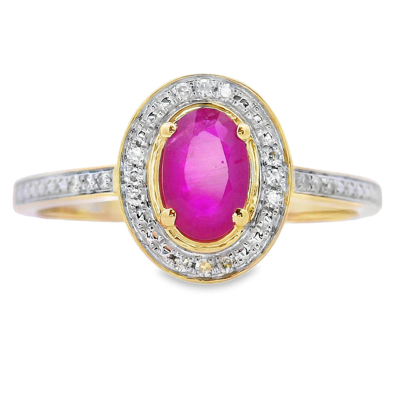 Bids.com .67ct Ruby Diamond Ring 10KT Yellow Gold Rings
